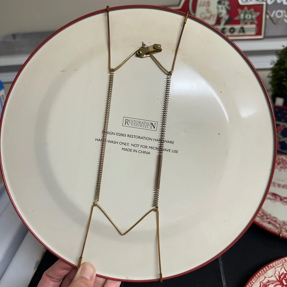 Restoration Hardware 2003 Vintage Holiday Christmas Tin Plates Decor 4 Piece Set